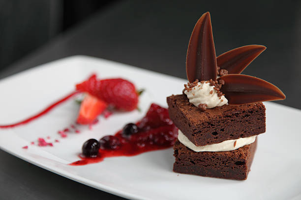 istock Plated choclate brownie desert 478895409