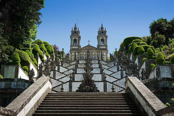 Bom Jesus do Monte, Portugal Bom Jesus do Monte is a Portuguese sanctuary in northern Portugal. Its name means Good Jesus of the Mount. Baroque stairway climbs 116 metres (381 feet). braga district stock pictures, royalty-free photos & images