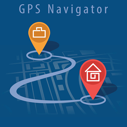 GPS navigation system - vector abstract illustration on blue background