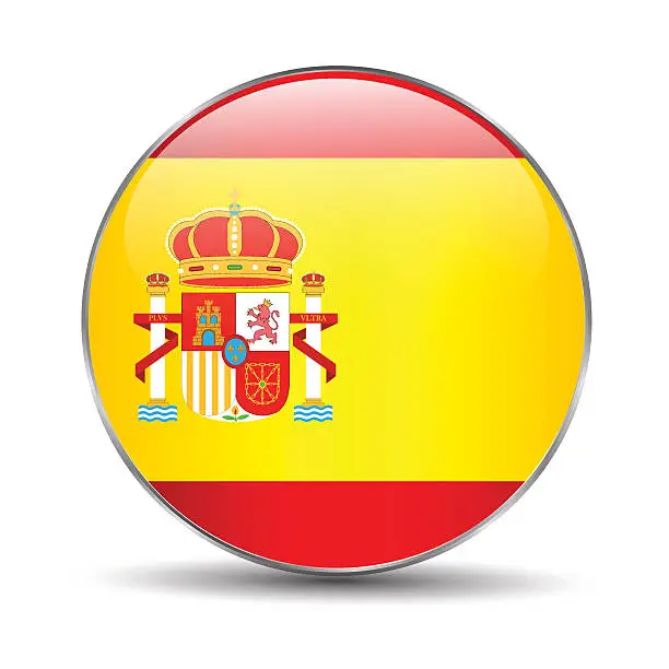 Vector illustration of Spain Flag Glossy Button,