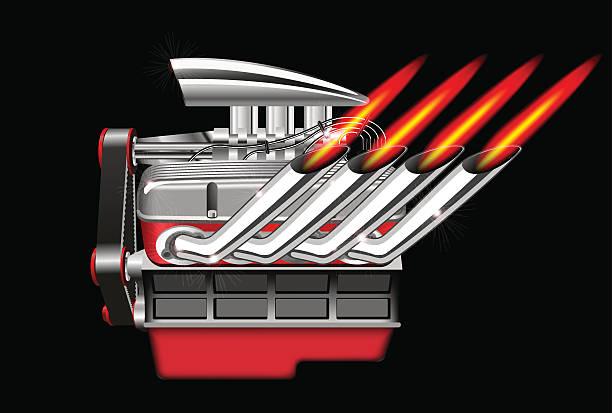 Vector Engine Vector illustration of the engine. Gradient mash. drag racing stock illustrations