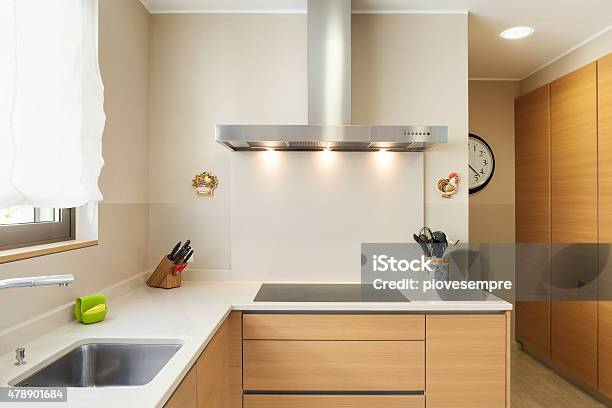 Apartment Ausgestattete Moderne Küche Stockfoto und mehr Bilder von 2015 - 2015, Abluftventilator, Architektur