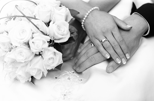Closeup shot of a couple's hands on their wedding day in grayscalehttp://195.154.178.81/DATA/i_collage/pu/shoots/805025.jpg