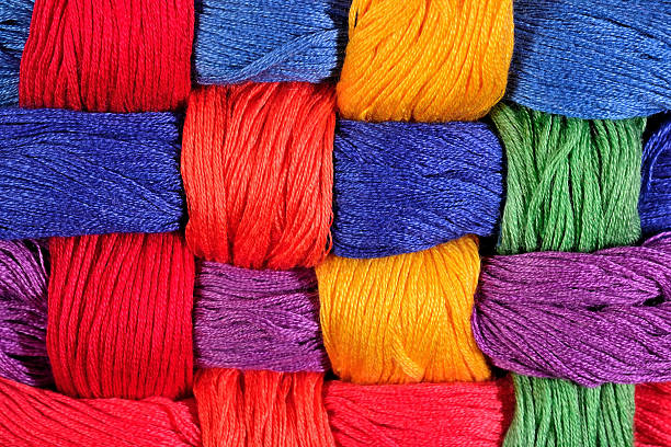 istock Colorful twisted skeins of floss as background texture 478905788