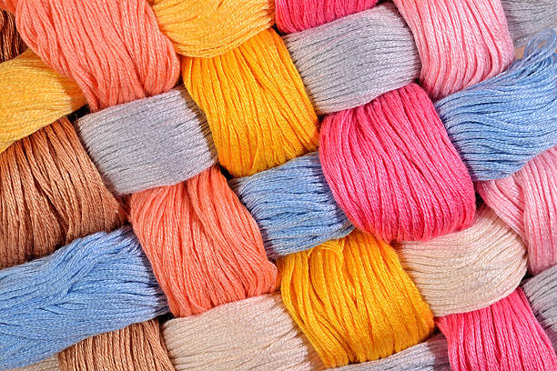 istock Colorful twisted skeins of floss as background texture 478906100