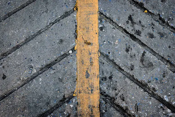 yellow line on wet street