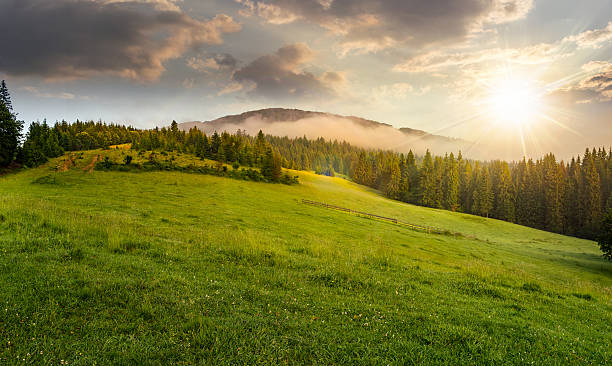 istock fog around the mountain top at sunset 478912082