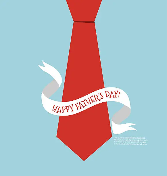 Vector illustration of Happy fathers day card design with Big Tie. Vector Illustration.