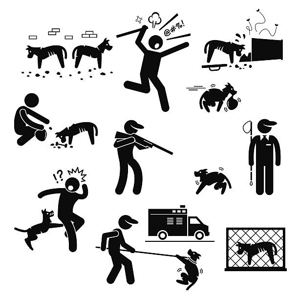 ilustrações de stock, clip art, desenhos animados e ícones de cão perdido problema problema stick figura pictograma ícones - desperdício alimentar