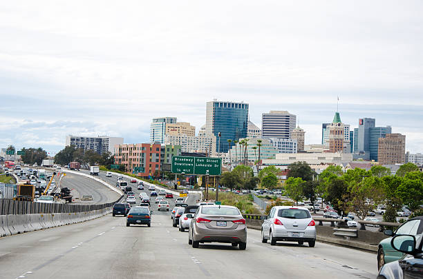 オークランド 880 Freeway 、ストック画像、交通、カリフォルニア、お車、旅行、ダウンタウン ストックフォト