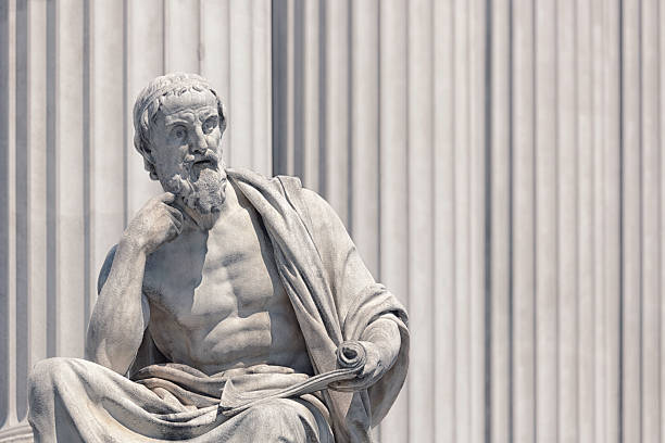 Classical greek sculpture Sculpture of Herodotus in classical greek style. Several greek classical style statues decor the exterior of the Austrian parliament building, completed in 1883 by the architect Theophil Hansen (1813-1891). ancient greece stock pictures, royalty-free photos & images
