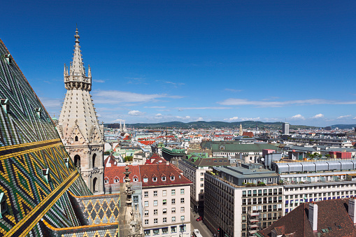 A view over central Vienna with the Stephansdom on the left.
