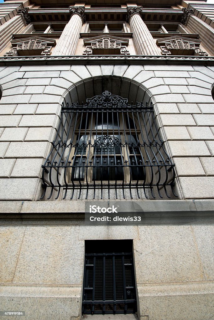 Stone Facade in Portland Building facade in downtown Portland 2015 Stock Photo