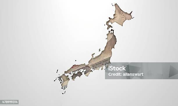 Recessed Country Map Japan Stock Photo - Download Image Now - 2015, At The Edge Of, Copy Space