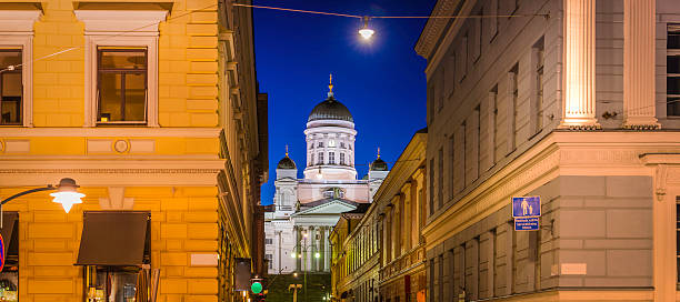 istock Helsinki Cathedral illuminated at dusk between historic harbour waterfront Finland 478919438