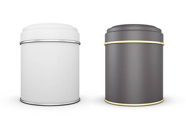 istock Black and white cans of tea on a white 478923366