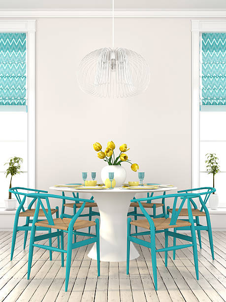 istock Stylish dining room with blue furniture 478926534
