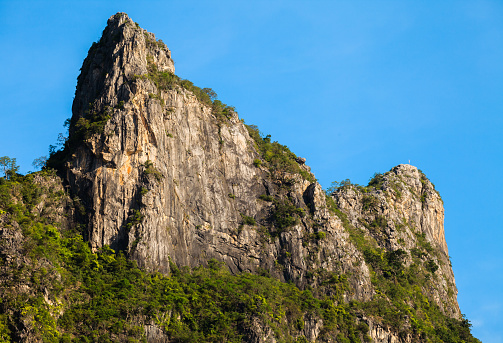 Rock mountain cliff and blue sky