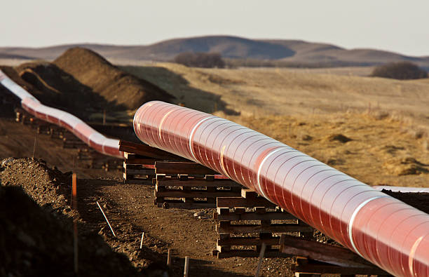 Pipes laid out for Natural Gas Pipeline stock photo