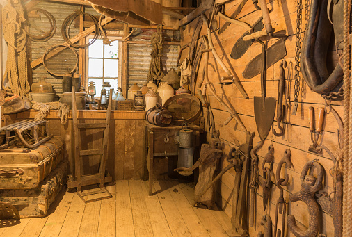 Collection of old tools that were used to clear Native bush of New Zealand.