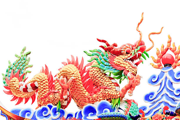 istock chinese dragon with  fireball in the temple on white background 478931846