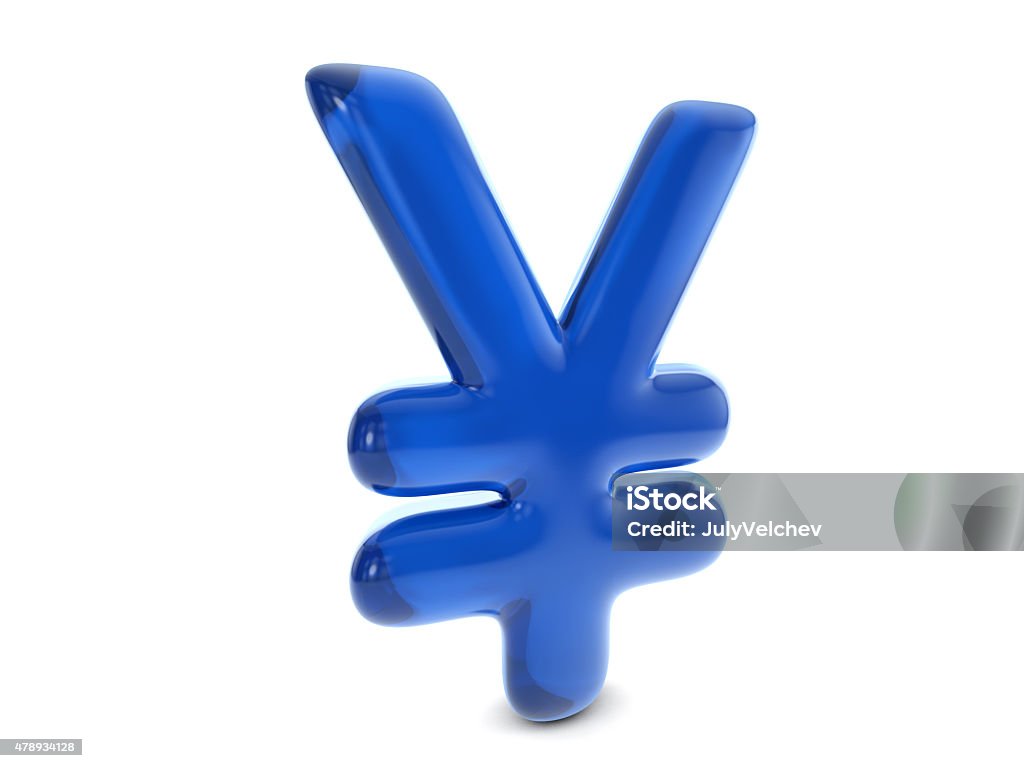 balloon yen symbol Blue balloon yen symbol on a white background. 2015 Stock Photo