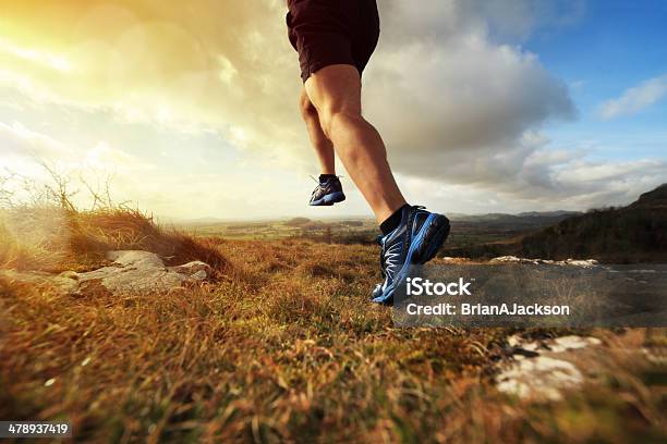 Healthy Trail Run Stock Photo - Download Image Now - Cross-Country Running, Running, Mountain