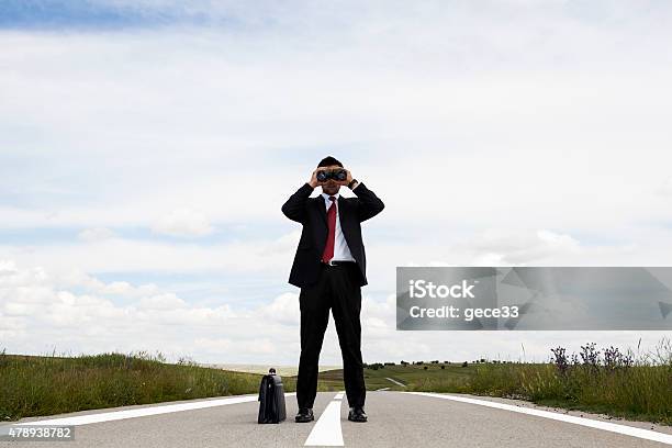 Businessman With Binocular On Travel Stock Photo - Download Image Now - Leadership, Spectator, 2015