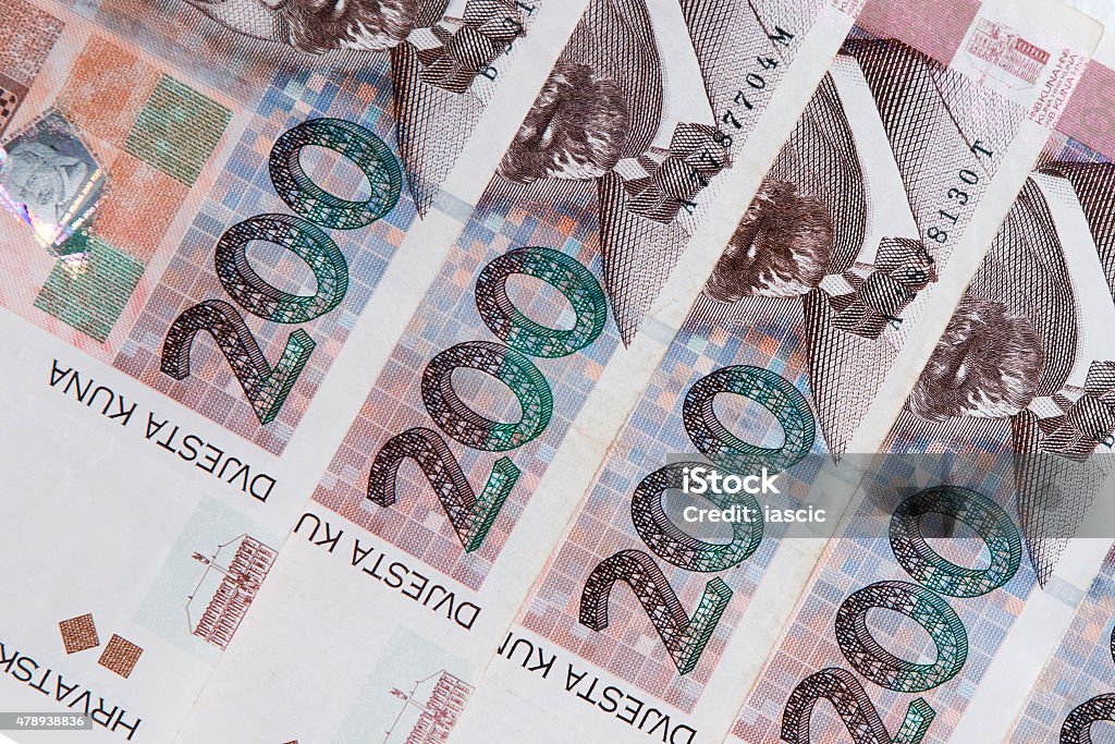 Croatian kuna Croatian kuna banknotes isolated Croatian Kuna - Currency Stock Photo