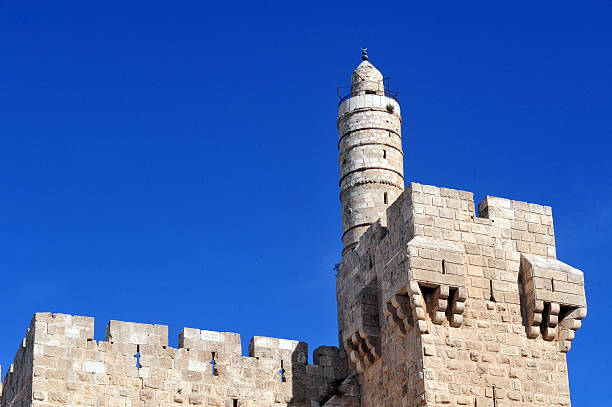 mosque of Omar and church of the holy sepulchre seen from a roof top in the old city of Jerusalem, Israel