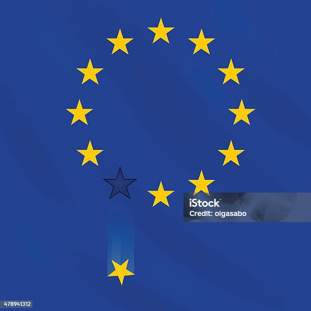 Eu Flag Loses One Star Stock Illustration - Download Image Now - 2015, Authority, Blue