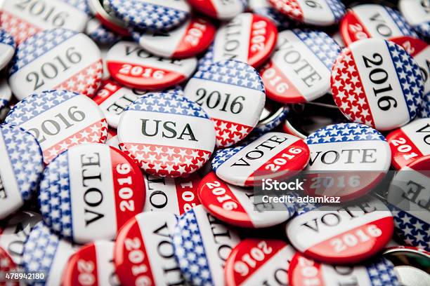 Election Vote Buttons Stock Photo - Download Image Now - 2015, 2016, American Culture