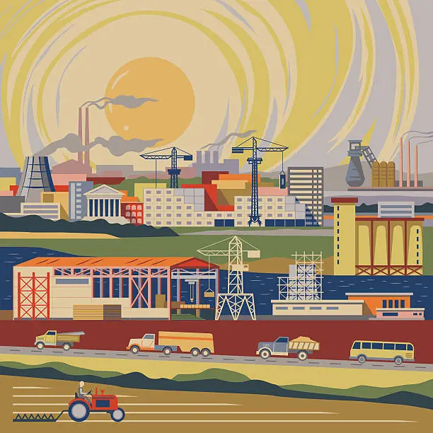 Vector illustration of Industrial country