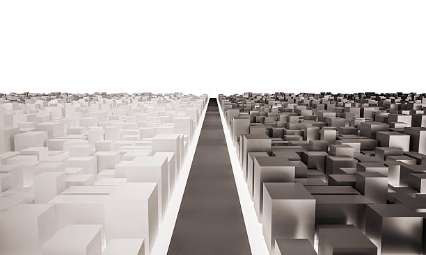 istock 3d rendered, contrast city with the road. isolated white background 478945002