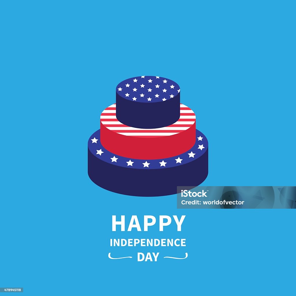 Cake star strip Independence day  4th of July. Flat Cake with star and strip Happy independence day United states of America. 4th of July. Flat design Vector illustration Cake stock vector