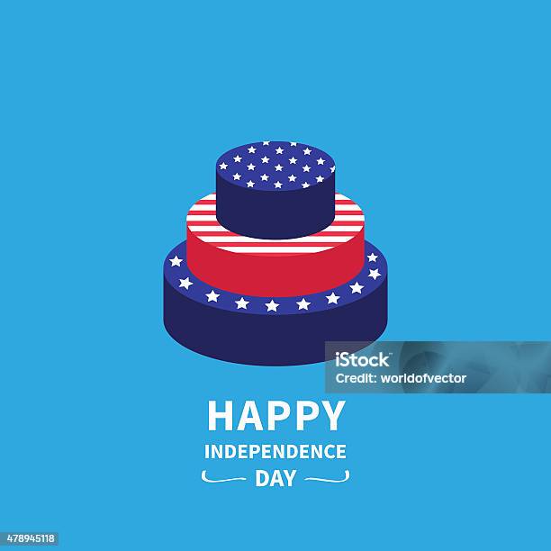 Cake Star Strip Independence Day 4th Of July Flat Stock Illustration - Download Image Now