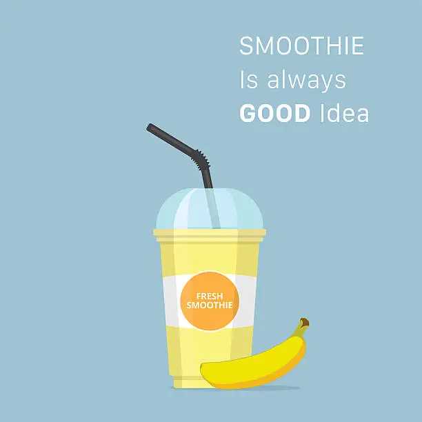 Vector illustration of Banana Smoothie Vector Concept