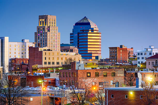 Durham Skyline Durham, North Carolina, USA downtown skyline. downtown district photos stock pictures, royalty-free photos & images