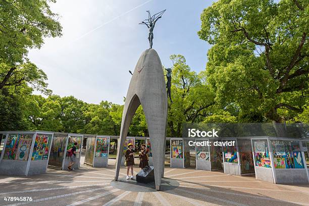 School Students At Childrens Memorial Hiroshima Stock Photo - Download Image Now - Symbols Of Peace, Paper Crane, Child