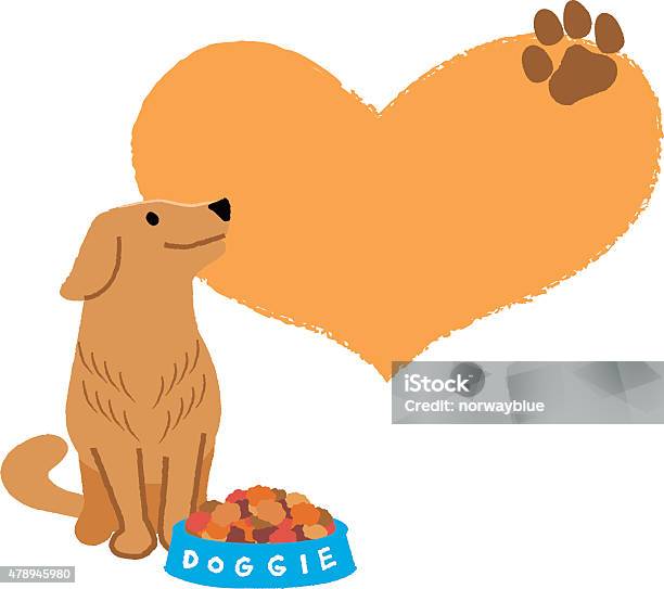 Golden Retriever Looking Up With Big Heart Shape Stock Illustration - Download Image Now - Golden Retriever, Dog, In Silhouette