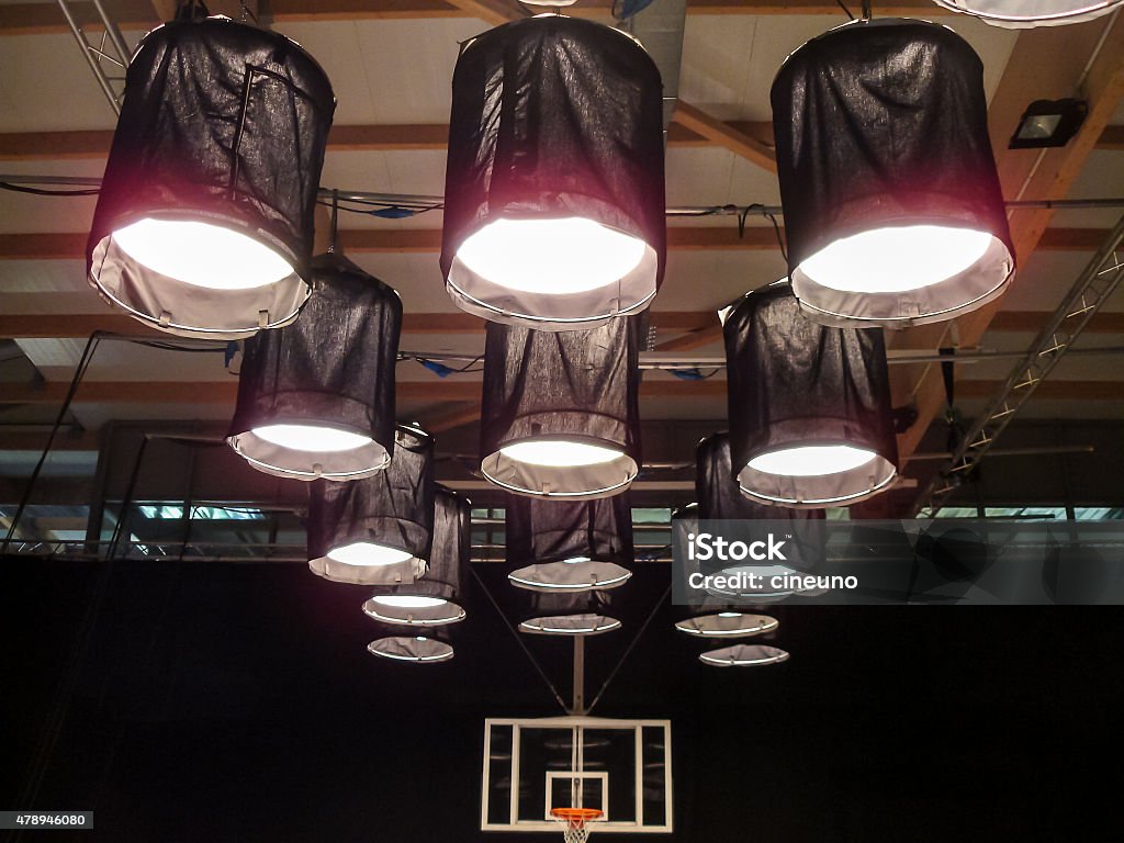 Spacelights A basketball court converted into a set 2015 Stock Photo