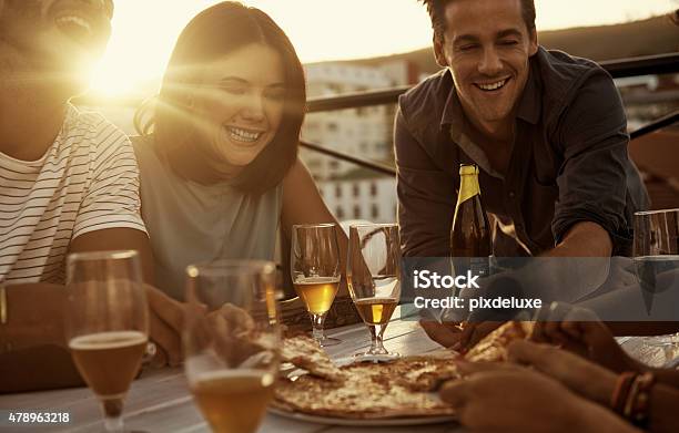 Tucking Into Some Great Food Stock Photo - Download Image Now - 2015, Adult, Alcohol - Drink