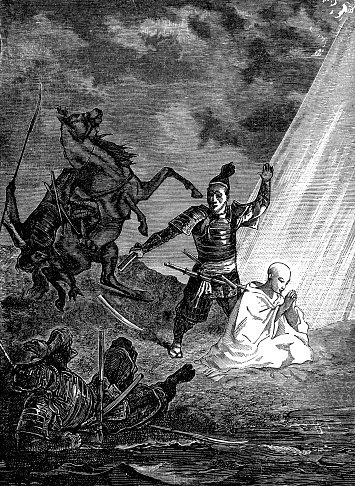 David at war in the old book The Bible in Pictures, by G. Doreh, 1897