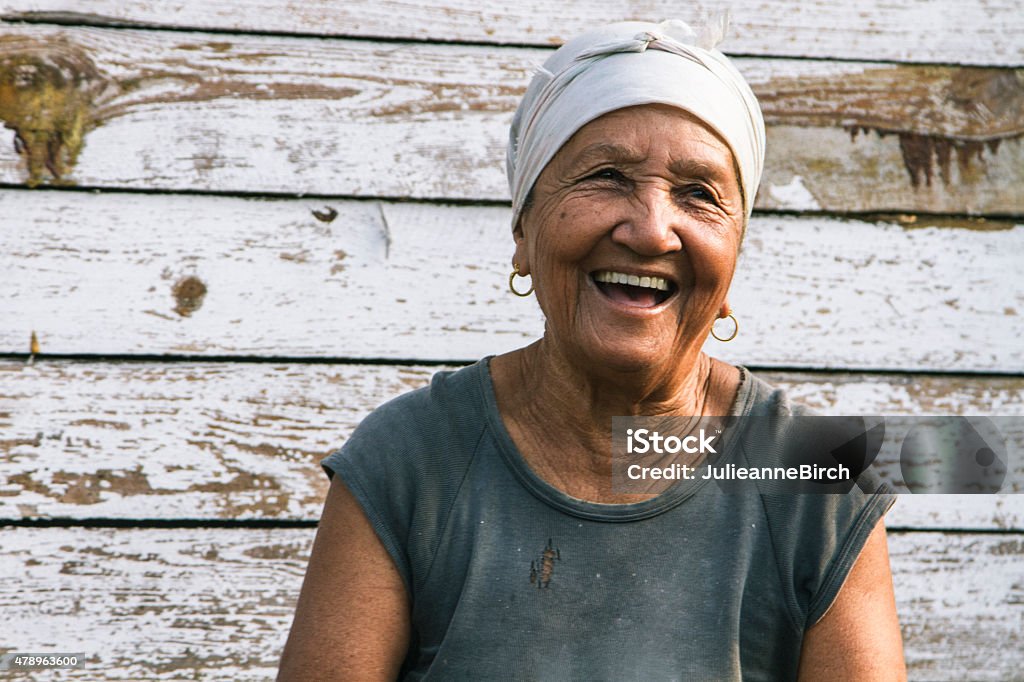 Happy laughing Cuban lady Happy Cuban lady portrait Caribbean Culture Stock Photo