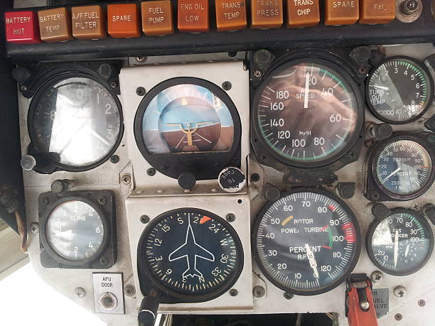LAPD 1st helicopter – control gauges stock photo