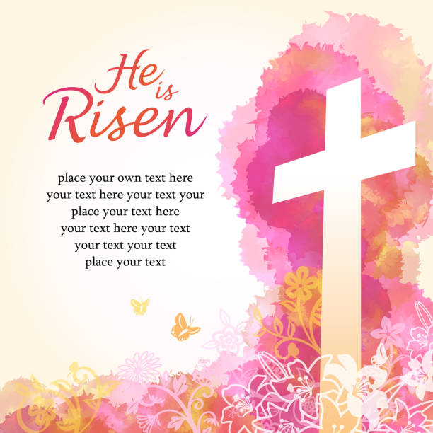 그는 risen - cross cross shape religion easter stock illustrations