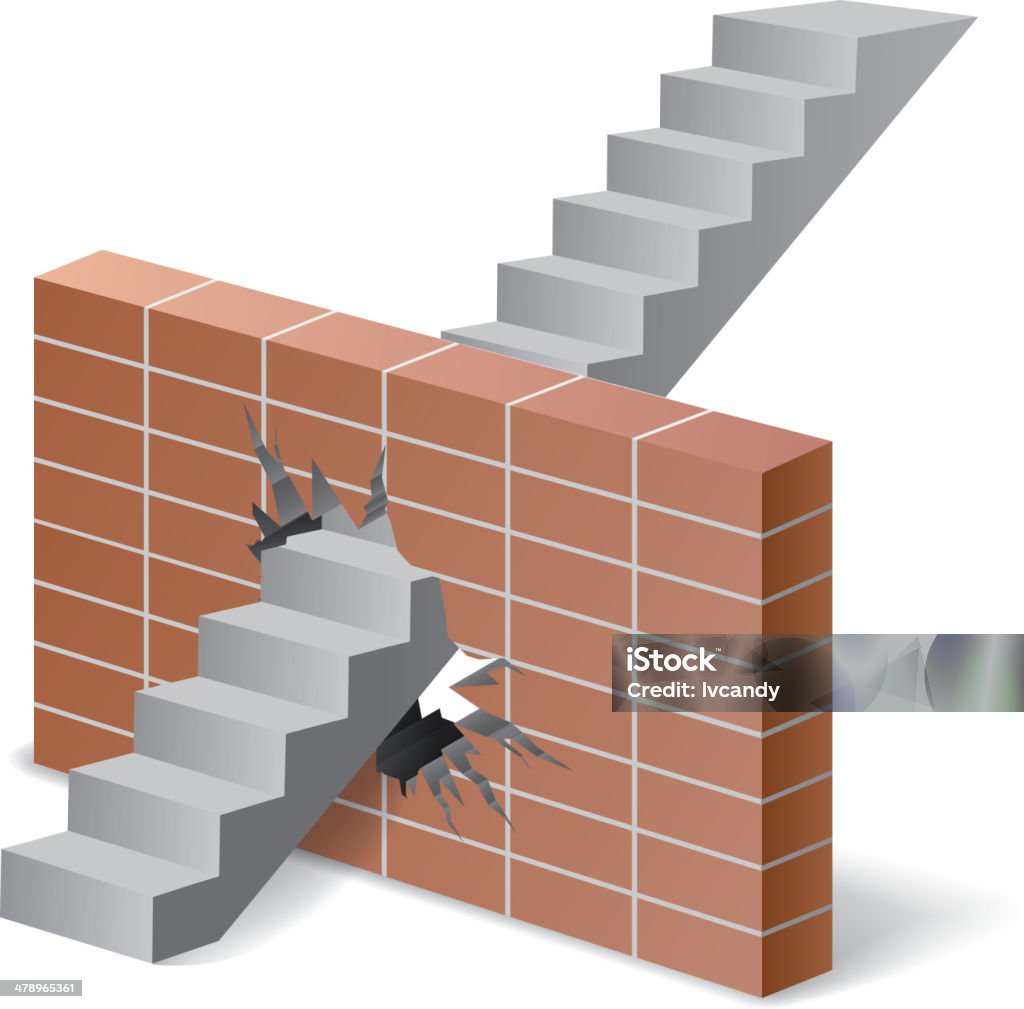 Break through barrier Gradient and mask used. Brick stock vector