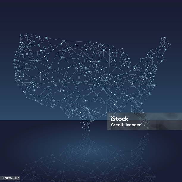 Usa Network Karte Stock Vektor Art und mehr Bilder von Abstrakt - Abstrakt, Amerikanische Kontinente und Regionen, Blau