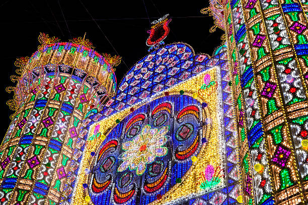 Valencia, Spain - March 9, 2014: The Falles is a traditional celebration held in commemoration of Saint Joseph in the city of Valencia, in Spain. The term Falles refers to both the celebration and the monuments created during the celebration.