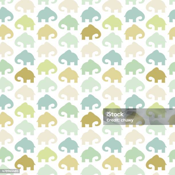 Elephant Seamless Pattern Retro Stock Illustration - Download Image Now - Elephant, Pattern, Animal
